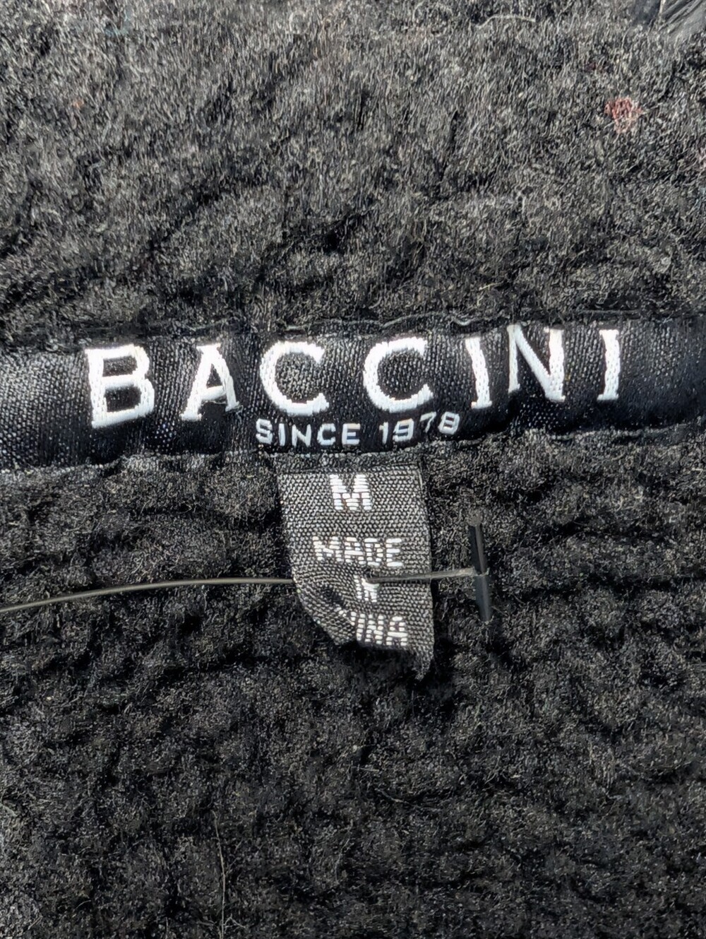 Baccini Black Faux Leather Sherpa Collar Moto Jacket Asymmetrical Zip Size M - Picture 7 of 8